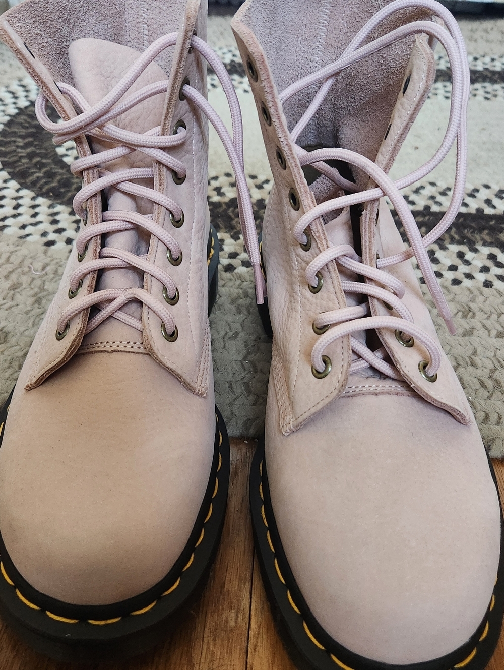Dr. Martens Leather 1460 Pascal Lace-Up Boots in Pale Pink - Picture 7 of 9